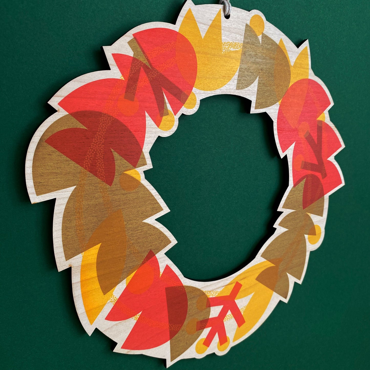 Wooden Screen Printed Autumn Wreath