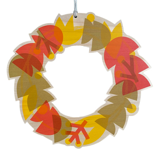 Wooden Screen Printed Autumn Wreath