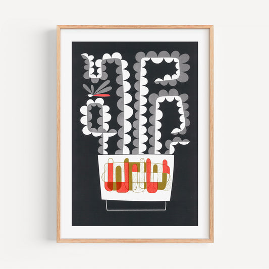 Fishbone Cactus Original Screen Print by The Print Lass