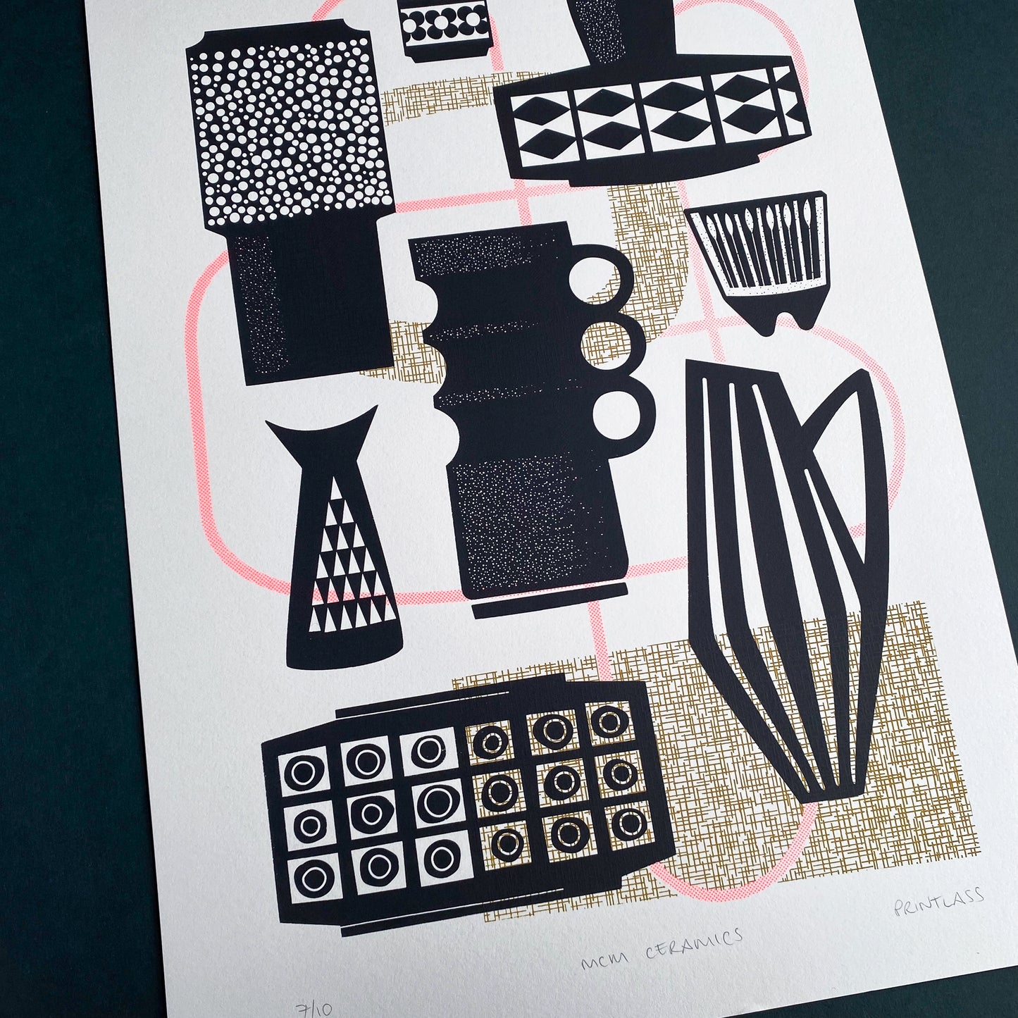 Mid Century Ceramics A3+ Screen Print