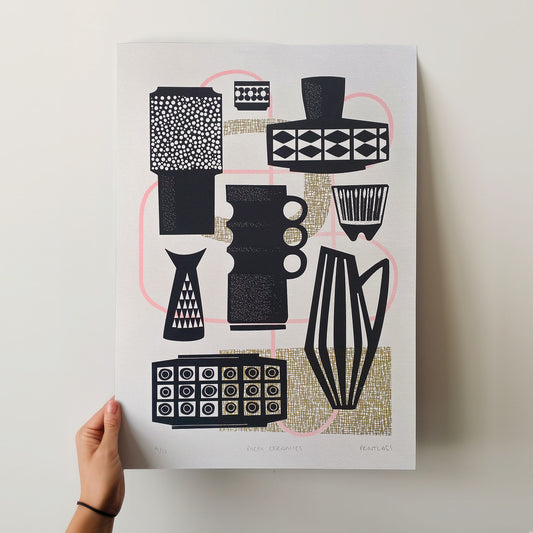 Mid Century Ceramics A3+ Screen Print