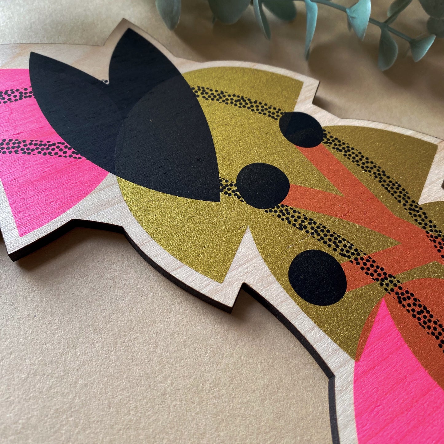 Wooden Screen Printed Gold-Neon Wreath