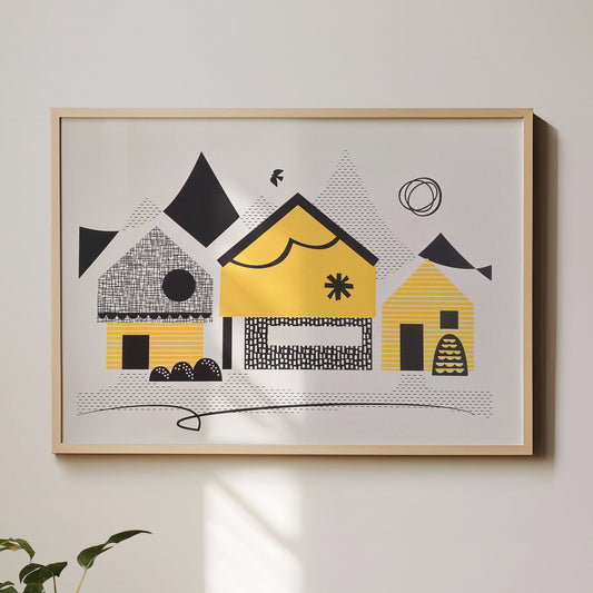 Yellow Cabins A3+ Original Screen Print