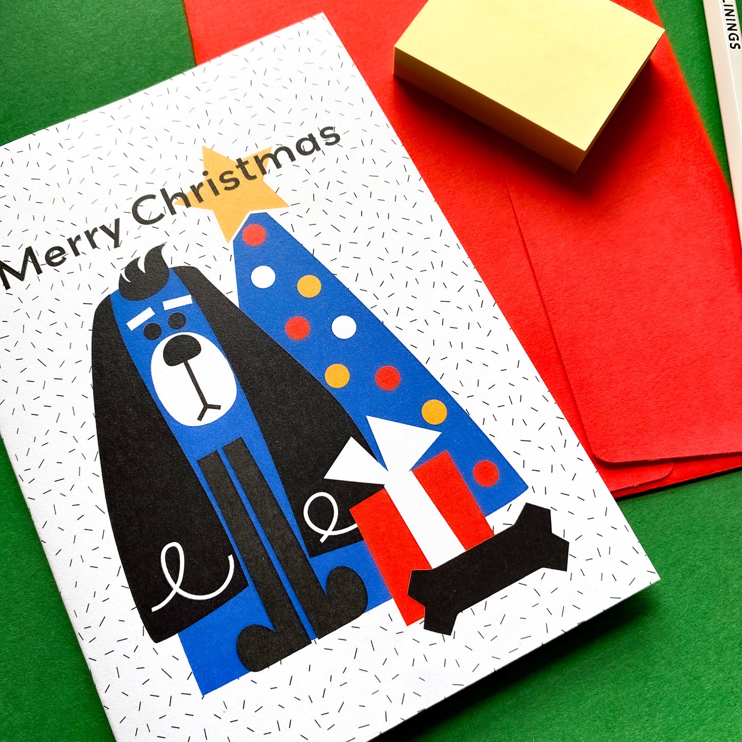 Festive Dog Recycled Christmas Card