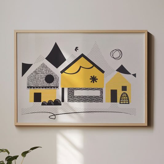 Wholesale - Yellow Cabins Screen Print A3+