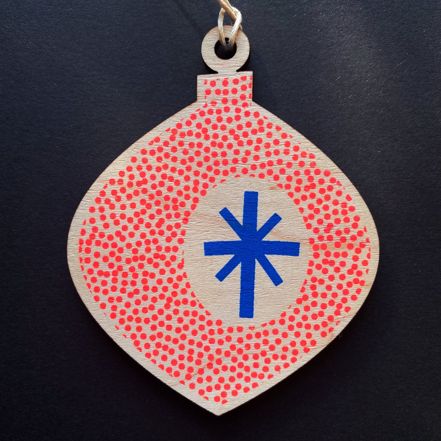 Wooden Screen Printed Christmas Baubles