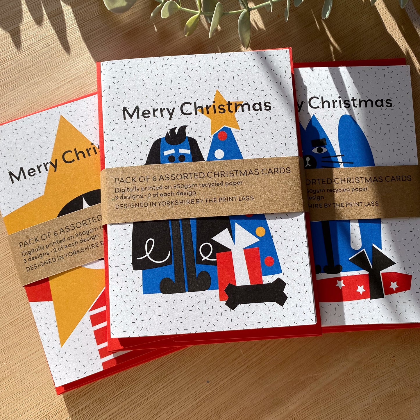 Set of 6 Recycled Christmas Cards - Character designs