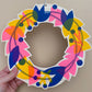 Indoor hand printed summer wreath on beige background by The Print Lass