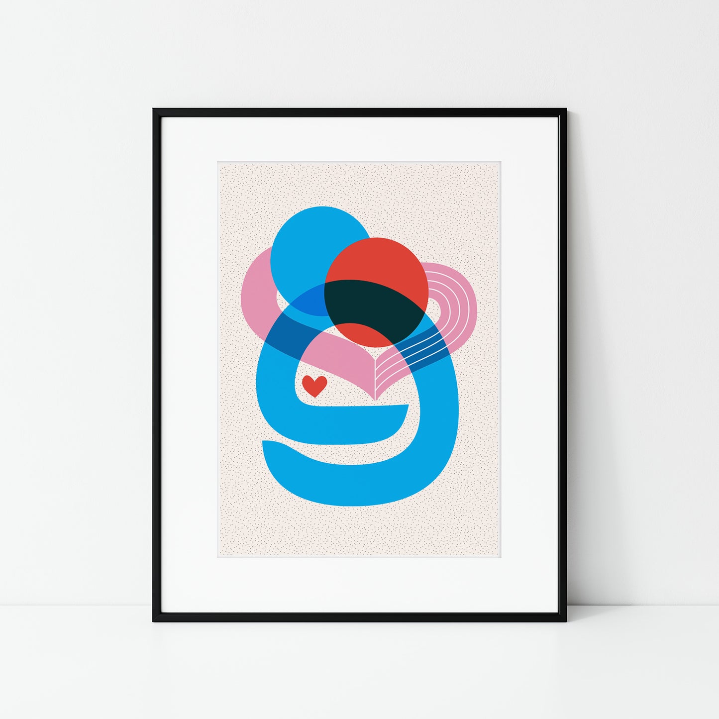 Blue Hug Art print in black frame (not included)