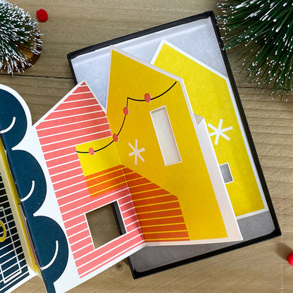 Screen Printed Christmas House Decoration - Yellow