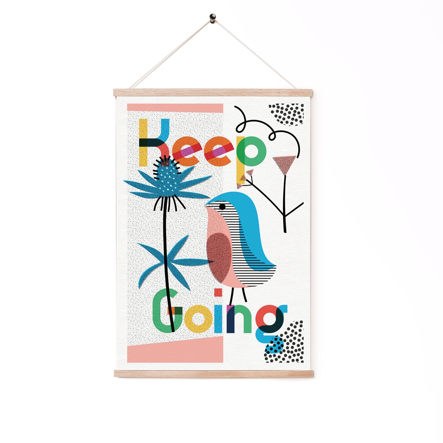 Keep Going A5 Art Print by The Print Lass. Shown in hanger frame (not included)