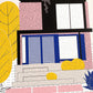 Pink Mid Century Townhouse A4 Art Print