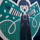 Wooden Screen Printed Angel by The Print Lass - green wooden angel shown on white background